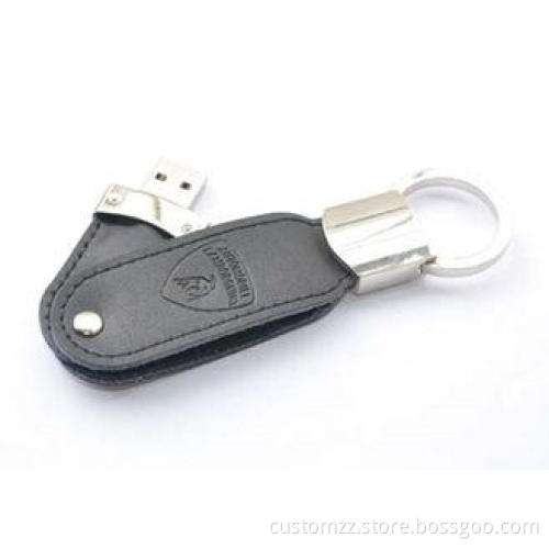 Twist Novelty Leather Cover USB Flash Drive Keychain For Bu